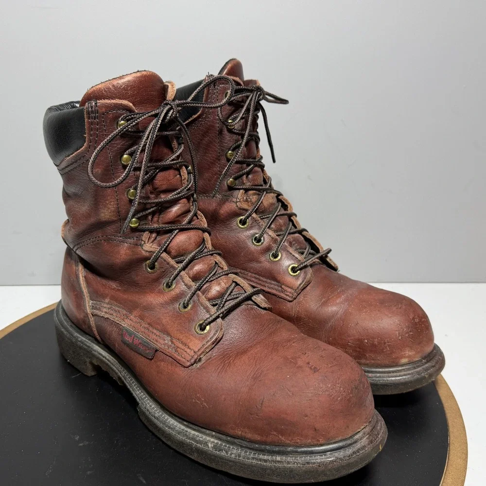 Red Wing 2408 Work Boots Men 7.5 D Steel Toe Leather Brown‎ Industrial Workwear